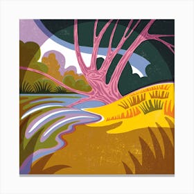 Riverbank Tree Canvas Print