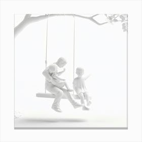 Family On Swing Canvas Print