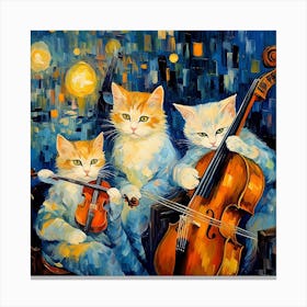 Three Cats Playing Cello Canvas Print