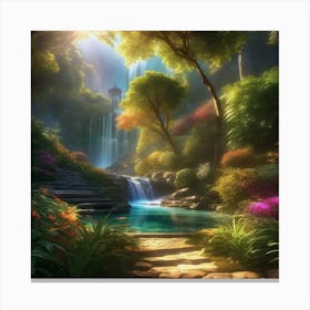 Waterfall In The Forest 39 Canvas Print
