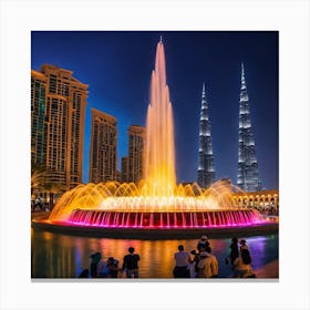 Fountain In Dubai Canvas Print