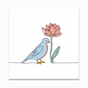 Dove With Flower Canvas Print