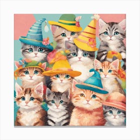 Kittens In Hats Canvas Print