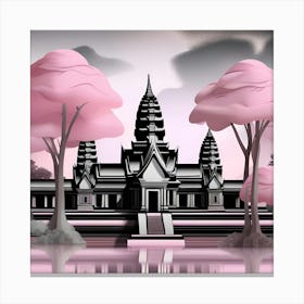 Pink Trees In Angkor Wat Minimalist Style Canvas Print