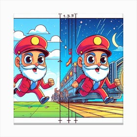 Illustration Of A Cartoon Character Running Canvas Print