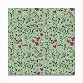 Swirls Foliage Leaves Green Canvas Print