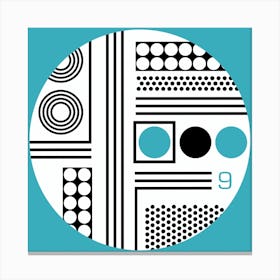 Blue Mid Century Geometric Print Canvas Print