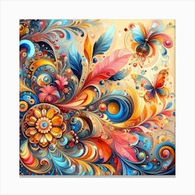 Colorful Floral Painting 5 Canvas Print