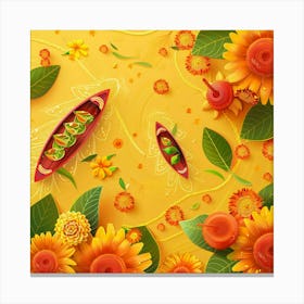 Onam Inspired Banner Texture With Rangoli Design Canvas Print