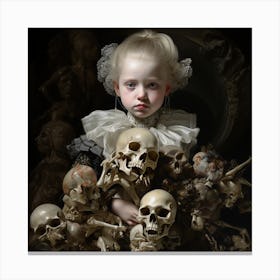 Little Girl With The Skulls Canvas Print