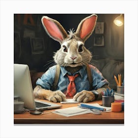 Rabbit At Work 1 Canvas Print