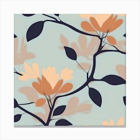 Flowers and Leaves On The Branch Pastel Colors Canvas Print