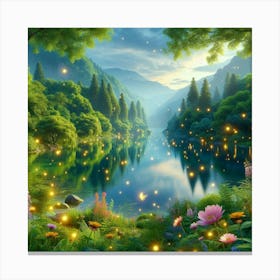 Fireflies In The Forest Canvas Print