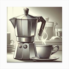 Coffee Maker And Cup Of Coffee Canvas Print