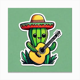 Cactus With Guitar 14 Canvas Print