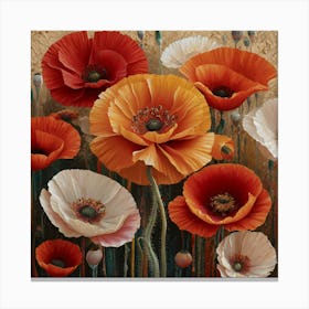 Floral Symphony Vibrant Poppies Against A Textured Canvas (2) Canvas Print