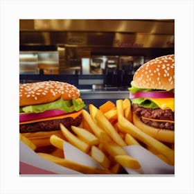 Burgers And Fries Canvas Print