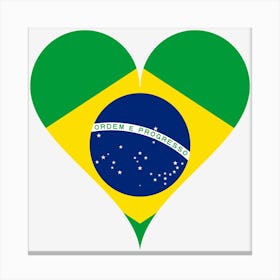 Heart Love Flag Brazil Brazil Flag Heart Shaped Canvas Print