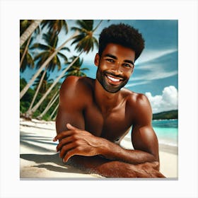 Black Man On The Beach Canvas Print