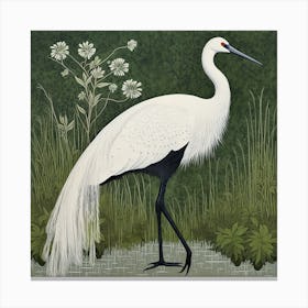 Ohara Koson Inspired Bird Painting Crane 2 Square Canvas Print