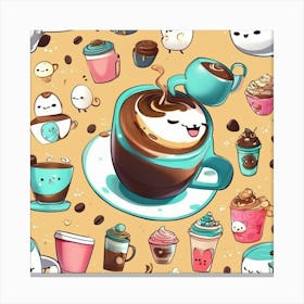 Kawaii Coffee Canvas Print