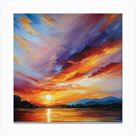 Sunset Over The Lake 14 Canvas Print