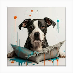 Dog With Paint Splatters Canvas Print
