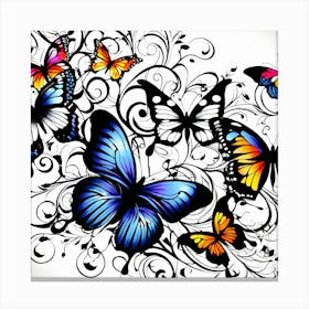 Butterflies And Vines 4 Canvas Print