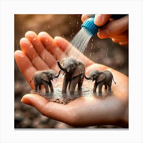 3d Elephants Canvas Print