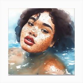 Watercolor Of A Woman In The Water 1 Canvas Print