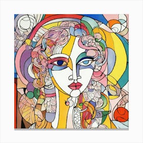 Folk Abstract Face Illustration Canvas Print