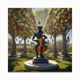 Statue Of A Cellist 2 Canvas Print