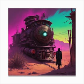 Deserted Ghost Train - Futuristic Neon Canvas Print