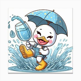 Duck In The Rain Canvas Print