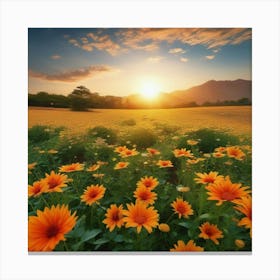 Field Of Sunflowers Canvas Print