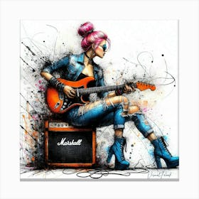 Rockabilly Neon Girl Canvas Print