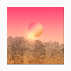 Big Sun In The Woods Square Canvas Print