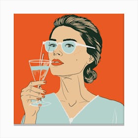 A Woman Drinking A Paloma Cocktail Illustration Canvas Print