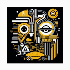 Abstract Geometric Yellow Face Canvas Print