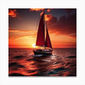 Sailboat At Sunset 33 Canvas Print