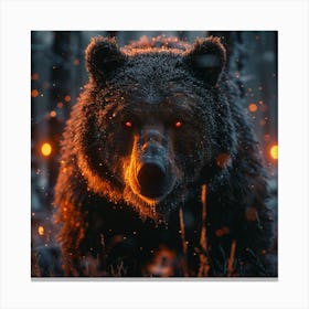 Dark Bear In The Forest Canvas Print