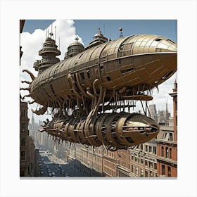 Steampunk Airship Cubism Style Canvas Print