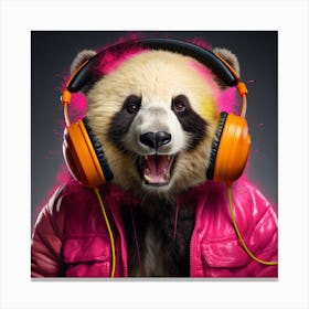 Panda Bear With Headphones 1 Canvas Print