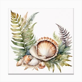 Ancient sea shell and fern 6 Canvas Print