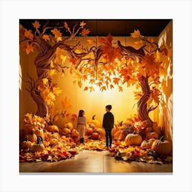 Autumn Themed Generative Light Decor Captures The Essence Of Thanksgiving Manipulations Of Holiday (3) Canvas Print