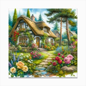 Cottage In The Garden 1 Canvas Print