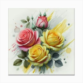 The roses and rose yellow oil abstract painting art Canvas Print