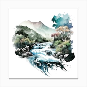 Watercolor Of A River 1 Canvas Print