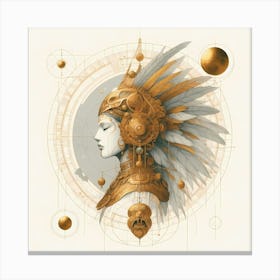 Atztec Culture Beauty In Gold Creative Illustration Canvas Print