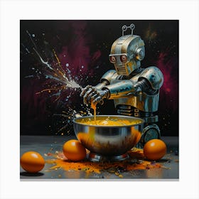 Robot In The Kitchen Canvas Print